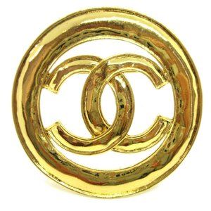 Authentic CHANEL CC Medallion Motif Brooch Pin Corsage Gold-Tone